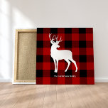 Red Buffalo Plaid & White Deer | Personal Name Canvas Print<br><div class="desc">xWrap yourself in cosy rustic charm with our Red Buffalo Plaid & White Deer personalised product, available exclusively on Zazzle. Whether you're looking for a thoughtful gift or a stylish addition to your own collection, this design brings together the timeless appeal of buffalo plaid and the grace of a white...</div>