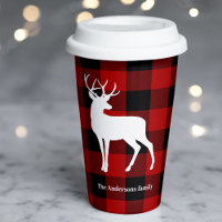 Red Buffalo Plaid & White Deer | Personal Name