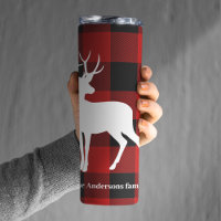 Red Buffalo Plaid & White Deer | Personal Name