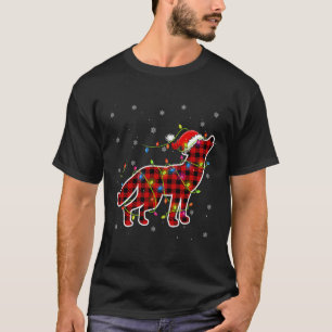 Red Buffalo Plaid Wolf Santa Christmas Pajamas Mat T-Shirt