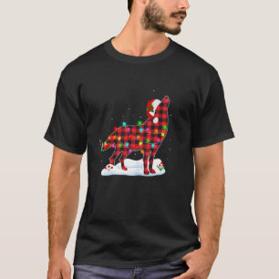 Red Buffalo Plaid Wolf Santa Hat Family Matching C T-Shirt