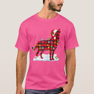 Red Buffalo Plaid Wolf Santa Hat Family Matching C T-Shirt