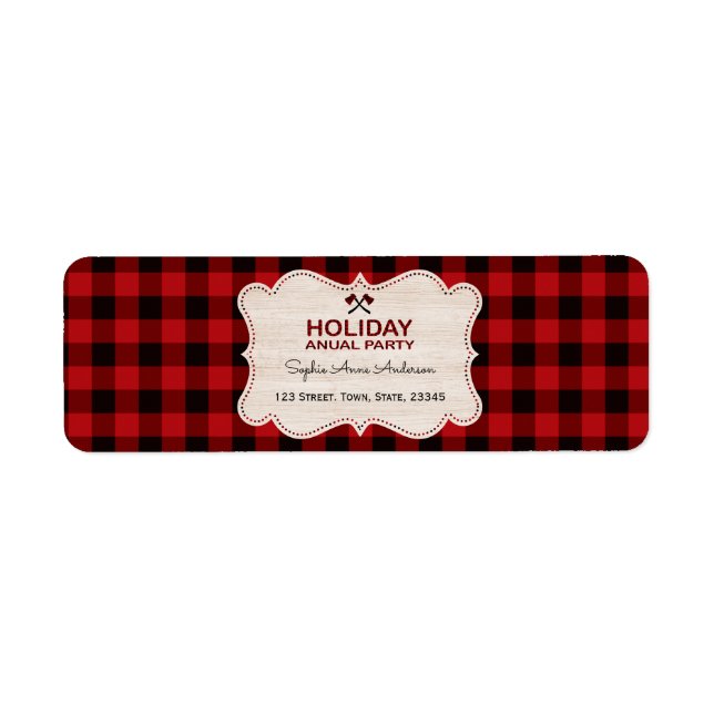 Red Buffalo Plaid Wood Holiday Annual Party (Front)