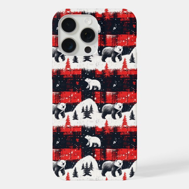 Red Buffalo Plaids Polar Bear iPhone Case (Back)