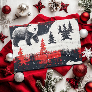 Red Buffalo Plaids Polar Bear Tea Towel