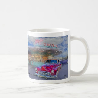 red buick at drive-in coffee mug
