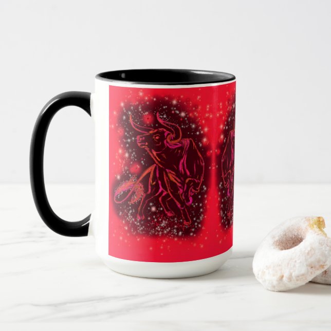 Red Bull Mug Gift Running At Starry Night (With Donut)