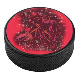 Red Bull Running At Starry Night Hockey Puck