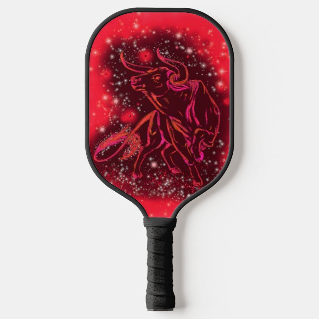 Red Bull Running At Starry Night Pickleball Paddle (Front)