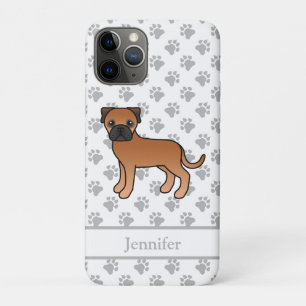 Red Bullmastiff Cute Cartoon Dog & Name Case-Mate iPhone Case