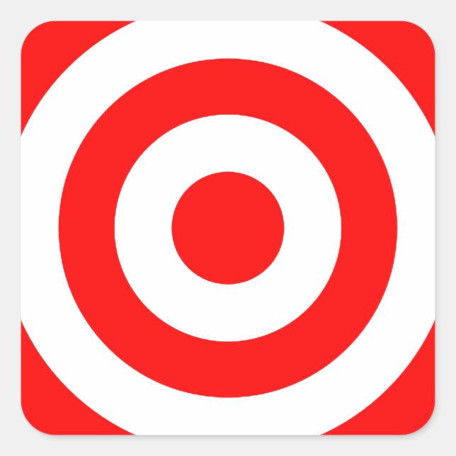 Red Bullseye Target Square Sticker (Front)