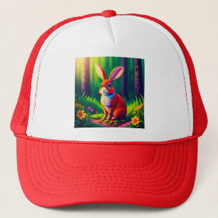 Red Bunny Sitting on Grass Trucker Hat