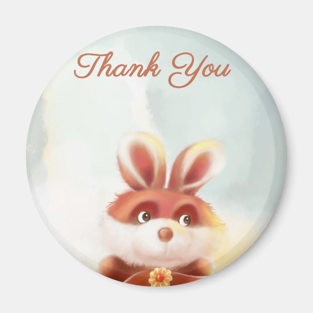 red bunny Thank You Magnet (Front)