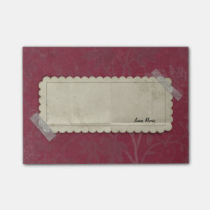 Red Burgandy Flowers with Taped Label Post-it Notes