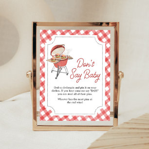 Red Burger BBQ Baby Shower Don't Say Baby Poster