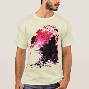 Red Burgundy Black Airbrush Paint Splashes Design T-Shirt