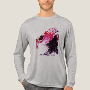 Red Burgundy Black Airbrush Paint Splashes Small Tri-Blend Shirt