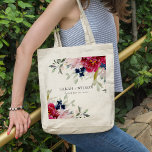 Red Burgundy Blush Blue Floral Bunch Wedding Tote Bag<br><div class="desc">For any further customisation or any other matching items,  please feel free to contact me at yellowfebstudio@gmail.com</div>
