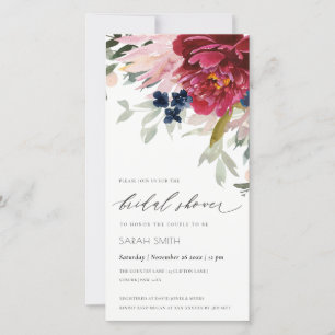 Red Burgundy Blush Floral Bridal Shower Invite