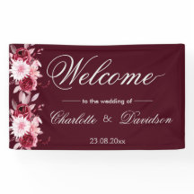 Red Burgundy Blush Pink Watercolor Welcome Wedding