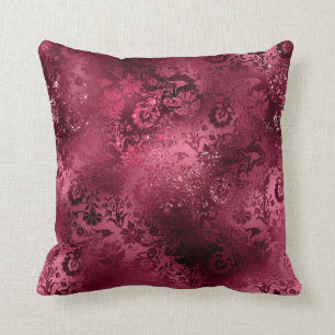 Red Burgundy Damask Ornate Cushion