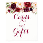 Red Burgundy Floral Cards And Gifts Wedding Poster