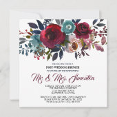 Red Burgundy Floral Post-Wedding Brunch Invitation (Front)
