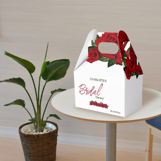 Red burgundy flowers bridal shower Favour Boxes