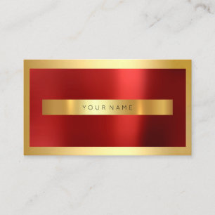 Red Burgundy Gold Frame Metallic Minimal Business Card