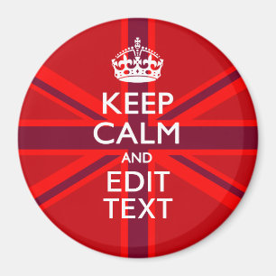 Red Burgundy Keep Calm Your Text Union Jack Flag Magnet