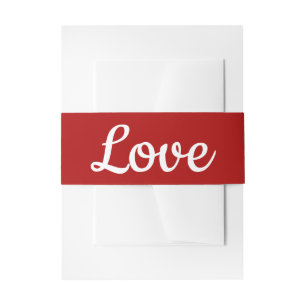 Red Burgundy Love Country Fall Wedding Rustic Invitation Belly Band