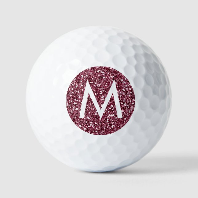 Red Burgundy Maroon Personalised Initial Golf Balls (Front)