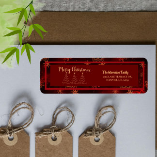 Red Burgundy Merry Christmas Return Address