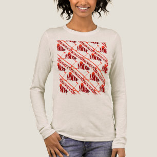 Red Burgundy Slanted Abstract Tiles Pattern Tri-Blend Shirt