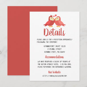 Red Burgundy Wedding Directions Details Lovebirds Invitation
