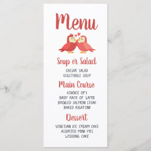 Red Burgundy Wedding Menu Lovebirds Bridal Shower