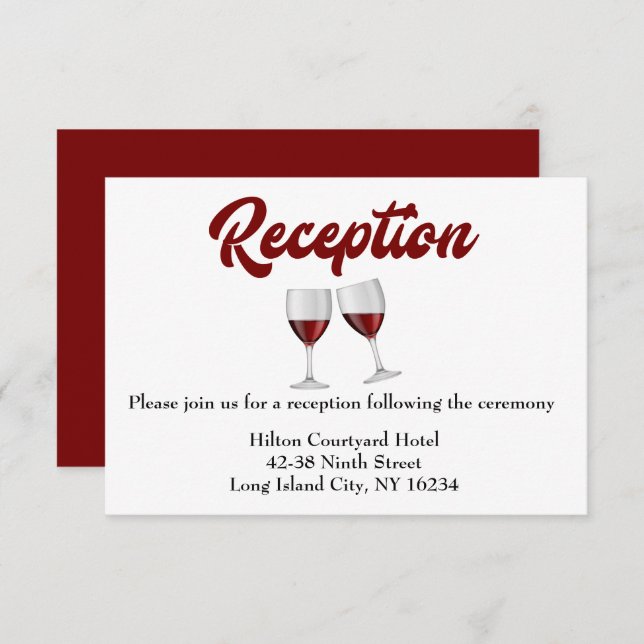 Red Burgundy Wedding Reception Wine Glasses Invitation (Front/Back)