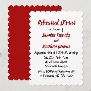 Red Burgundy Wedding Rehearsal Dinner Fall Country Invitation