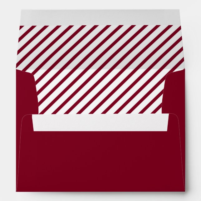 Red Burgundy White Striped Pattern  Envelope (Back (Bottom))