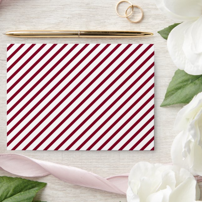 Red Burgundy White Stripes Pattern Envelope (Wedding)