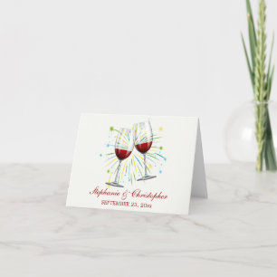 Red Burgundy Wine Glasses Wedding,Thank You Thank You Card