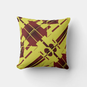 Red Burgundy Yellow Mediterranean Diagonal Motif Cushion