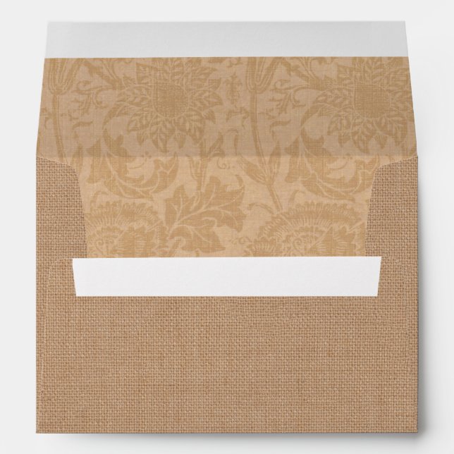 Red Burlap Monogrammed Wedding Invitation Envelope (Back (Bottom))