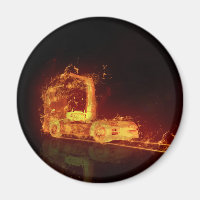 Red Burning Truck in Fire Flames
