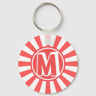 Red Burst Monogrammed Key Ring