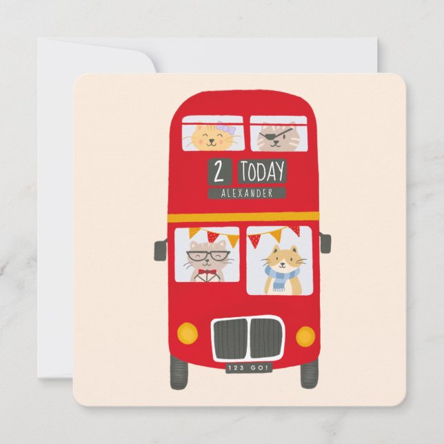 Red Bus Birthday Card (Front)