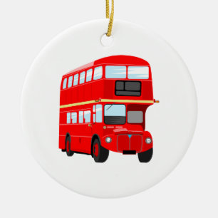 Red Bus Ceramic Tree Decoration