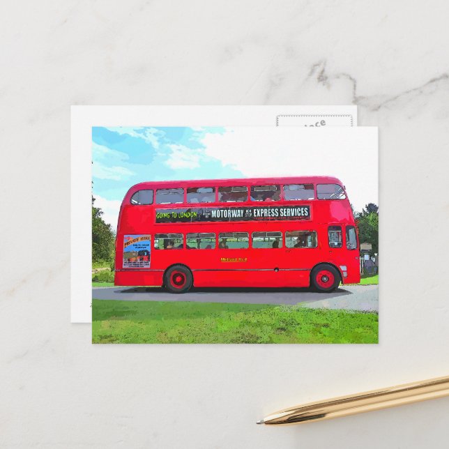 RED BUS POSTCARD (Front/Back In Situ)