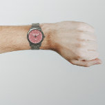 Red Business Brand on Men's Watch<br><div class="desc">Your business logo on red background on men's watch. Accessory that you can include in your promotional products, giveaway items or gifts to your customers or clients to advertise your business or to promote your brand. Customisable watch that you can put your business logo to build brand name awareness. Please...</div>