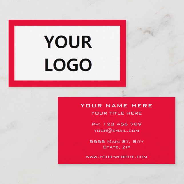 Red Business Card with Your Logo Custom Colours (Front/Back)